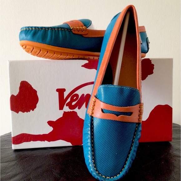 Venettini* (9US) WOMEN’S High Quality Turquoise Mambo Orange Glazed LEATHER, NWB - Picture 2 of 7